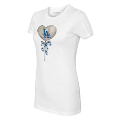 Los Angeles Dodgers Tiny Turnip Women's Heart Lolly T-Shirt White