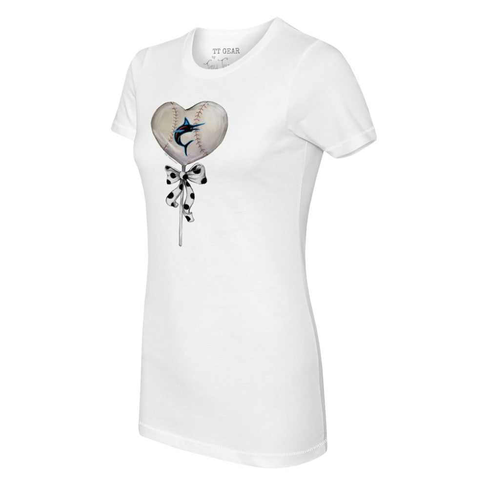 Miami Marlins Tiny Turnip Women's Heart Lolly T-Shirt White