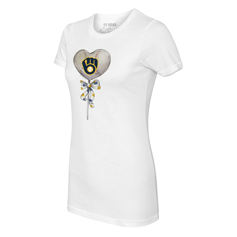 Milwaukee Brewers Tiny Turnip Women's Heart Lolly T-Shirt White
