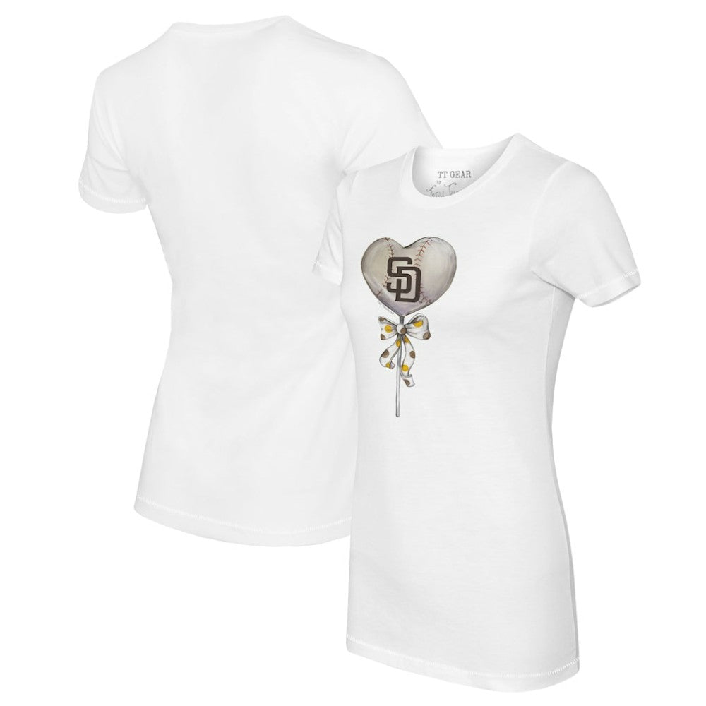 San Diego Padres Tiny Turnip Women's Heart Lolly T-Shirt White
