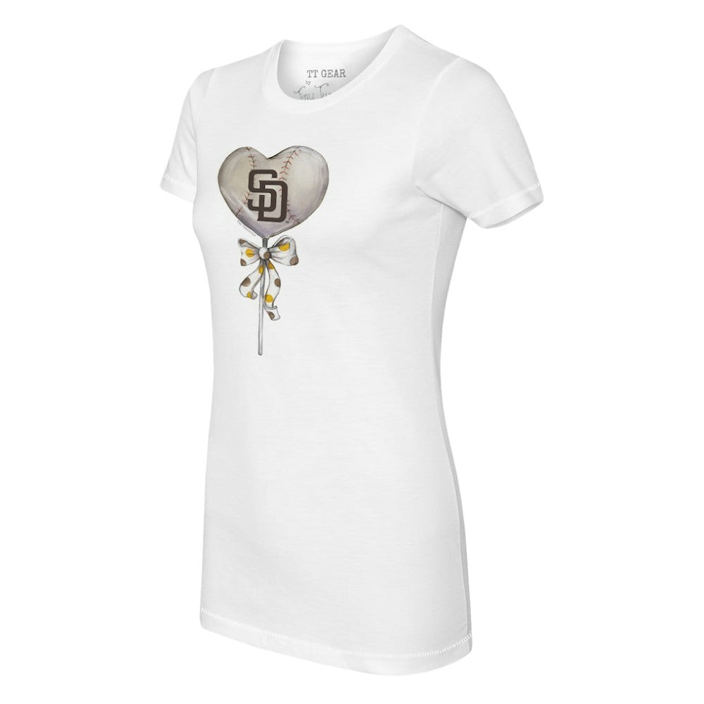 San Diego Padres Tiny Turnip Women's Heart Lolly T-Shirt White