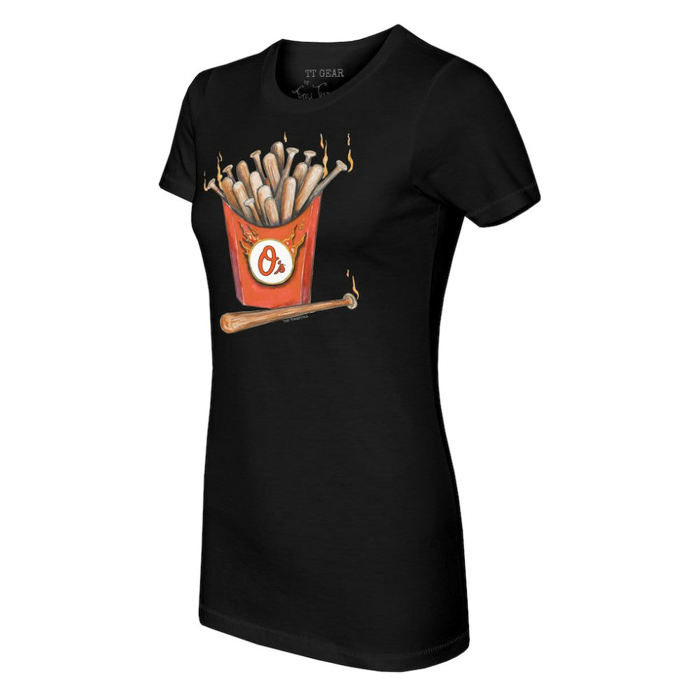 Baltimore Orioles Tiny Turnip Women's Hot Bats T-Shirt Black