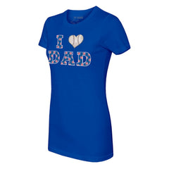Chicago Cubs Tiny Turnip Women's I Love Dad T-Shirt Royal