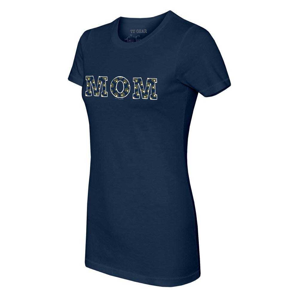 Milwaukee Brewers Tiny Turnip Women's Logo Mom T-Shirt Navy