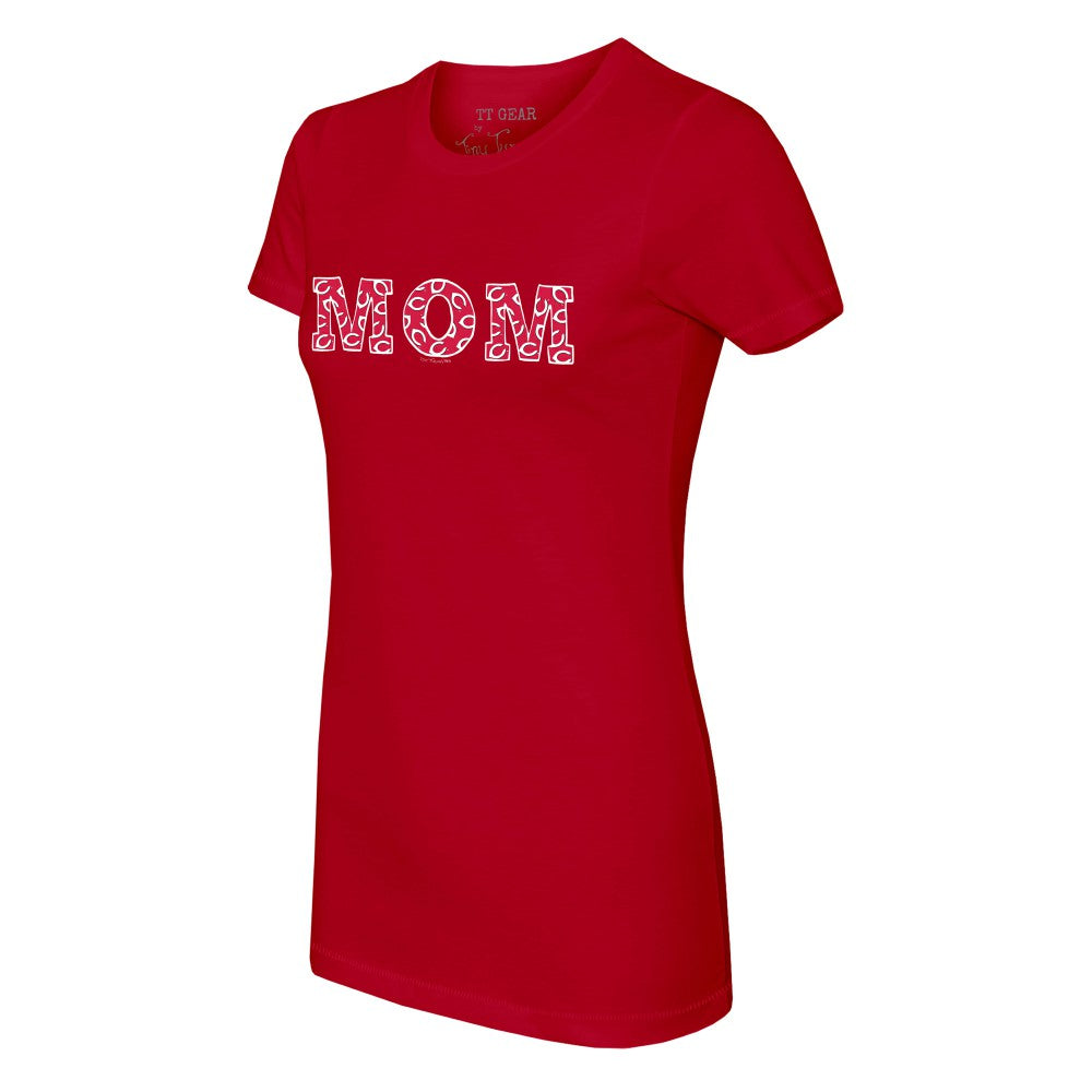 Cincinnati Reds Tiny Turnip Women's Logo Mom T-Shirt Red