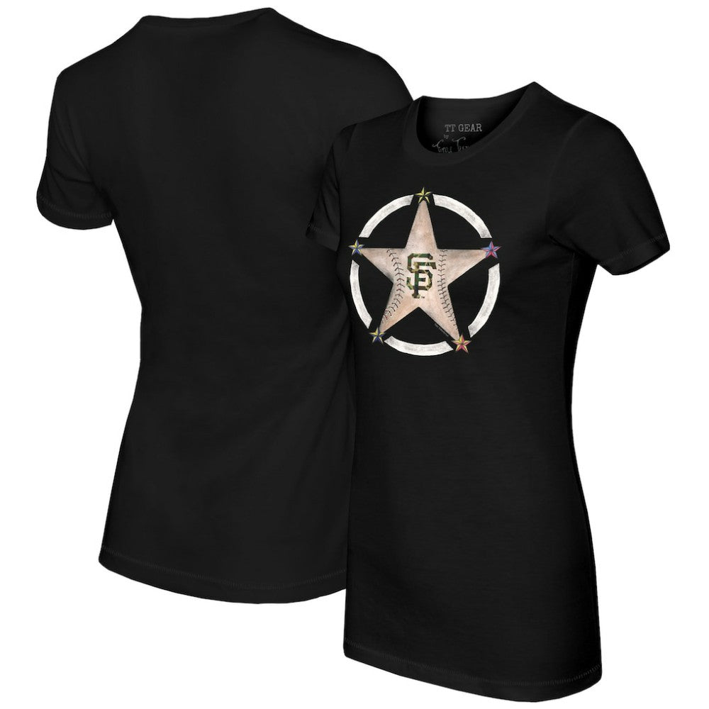 San Francisco Giants Tiny Turnip Women's Military Star T-Shirt Black