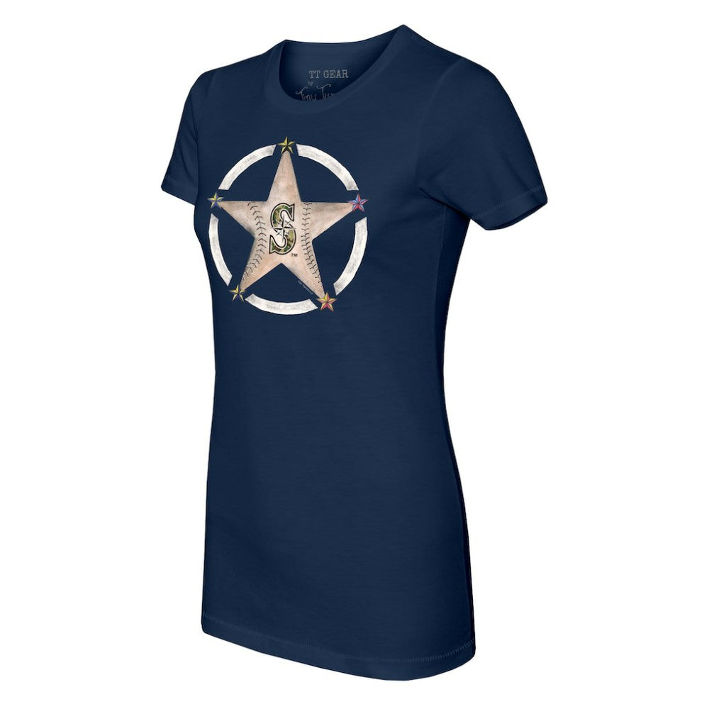 Seattle Mariners Tiny Turnip Women's Military Star T-Shirt Navy