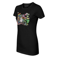 Athletics Tiny Turnip Women's Peace Love Baseball Fitted T-Shirt Black