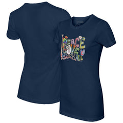 Cleveland Guardians Tiny Turnip Women's Peace Love Baseball Fitted T-Shirt Navy
