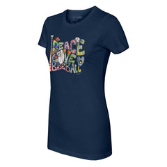 Milwaukee Brewers Tiny Turnip Women's Peace Love Baseball Fitted T-Shirt Navy