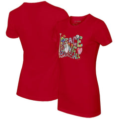 St. Louis Cardinals Tiny Turnip Women's Peace Love Baseball Fitted T-Shirt Red