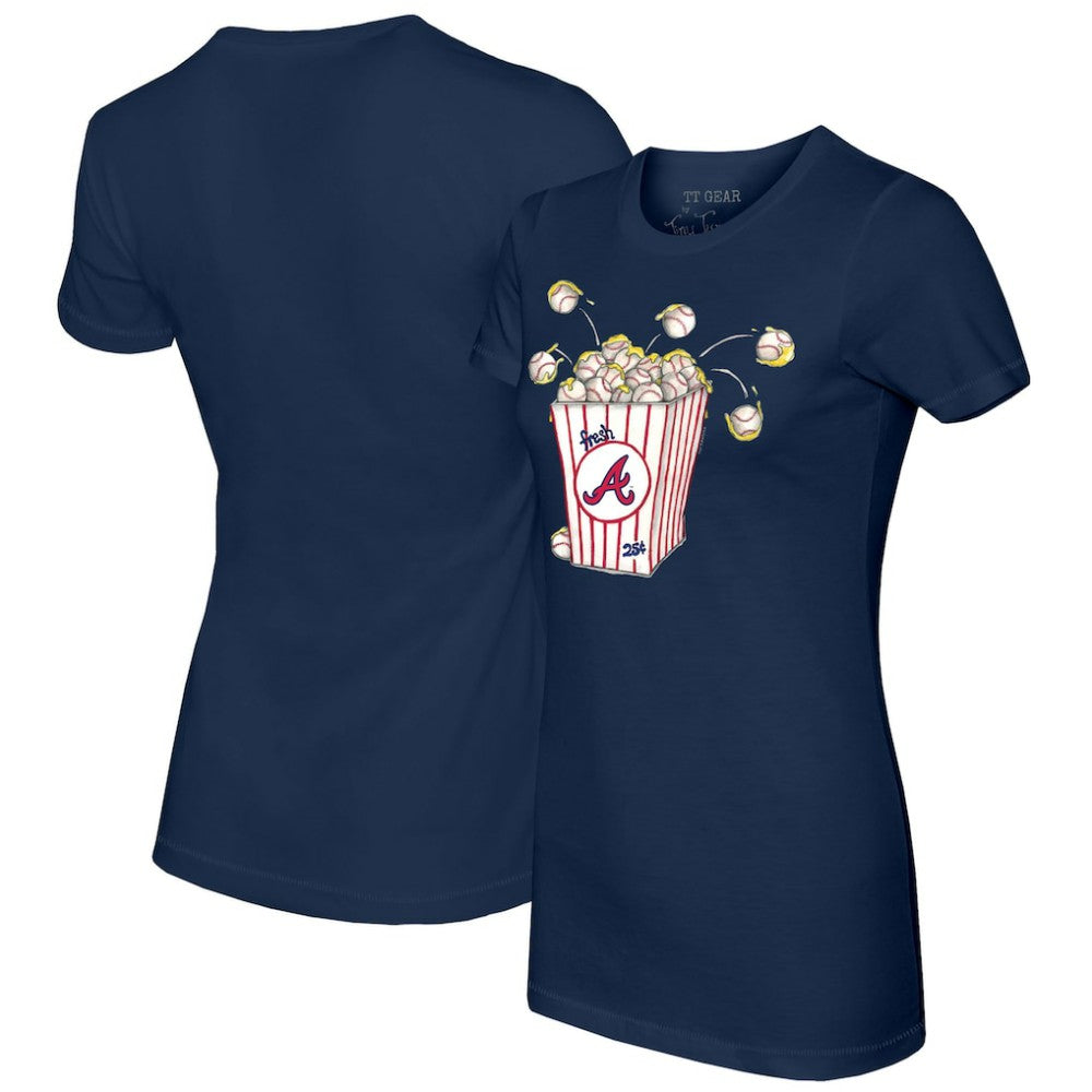 Atlanta Braves Tiny Turnip Women's Popcorn T-Shirt Navy