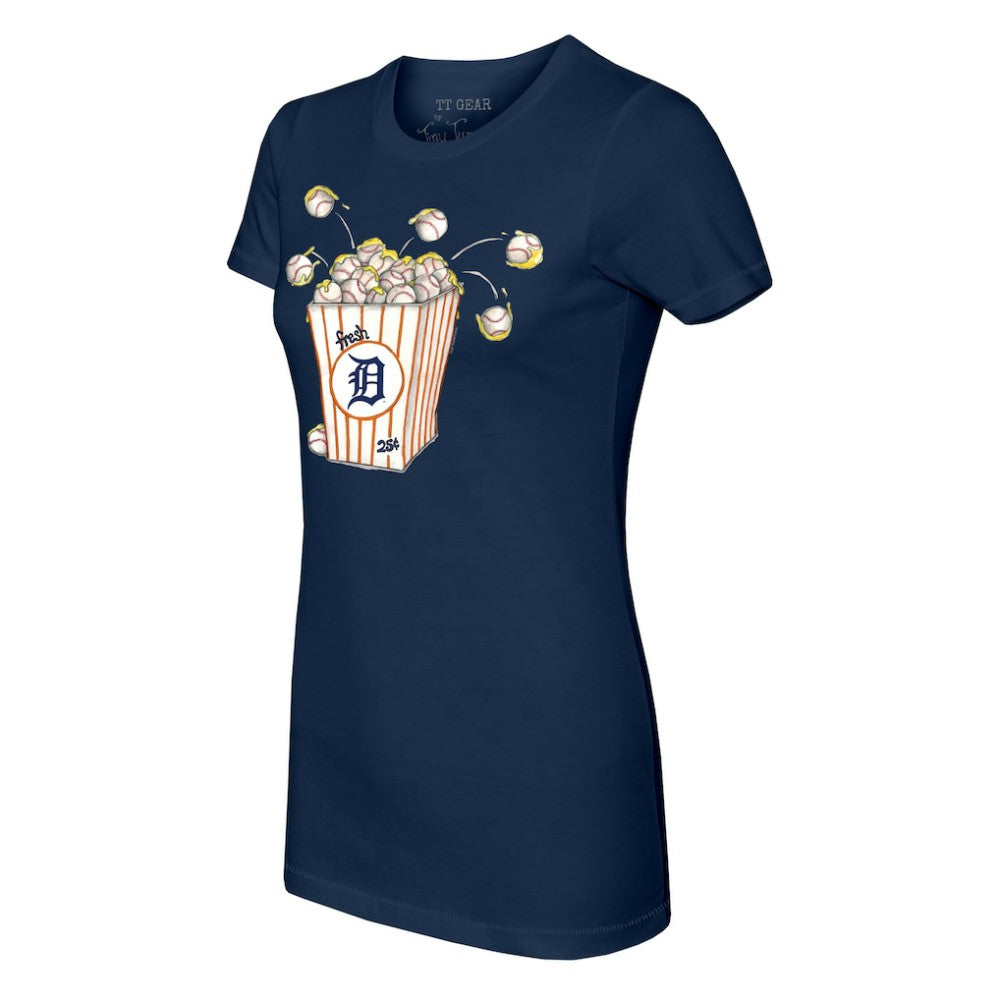 Detroit Tigers Tiny Turnip Women's Popcorn T-Shirt Navy