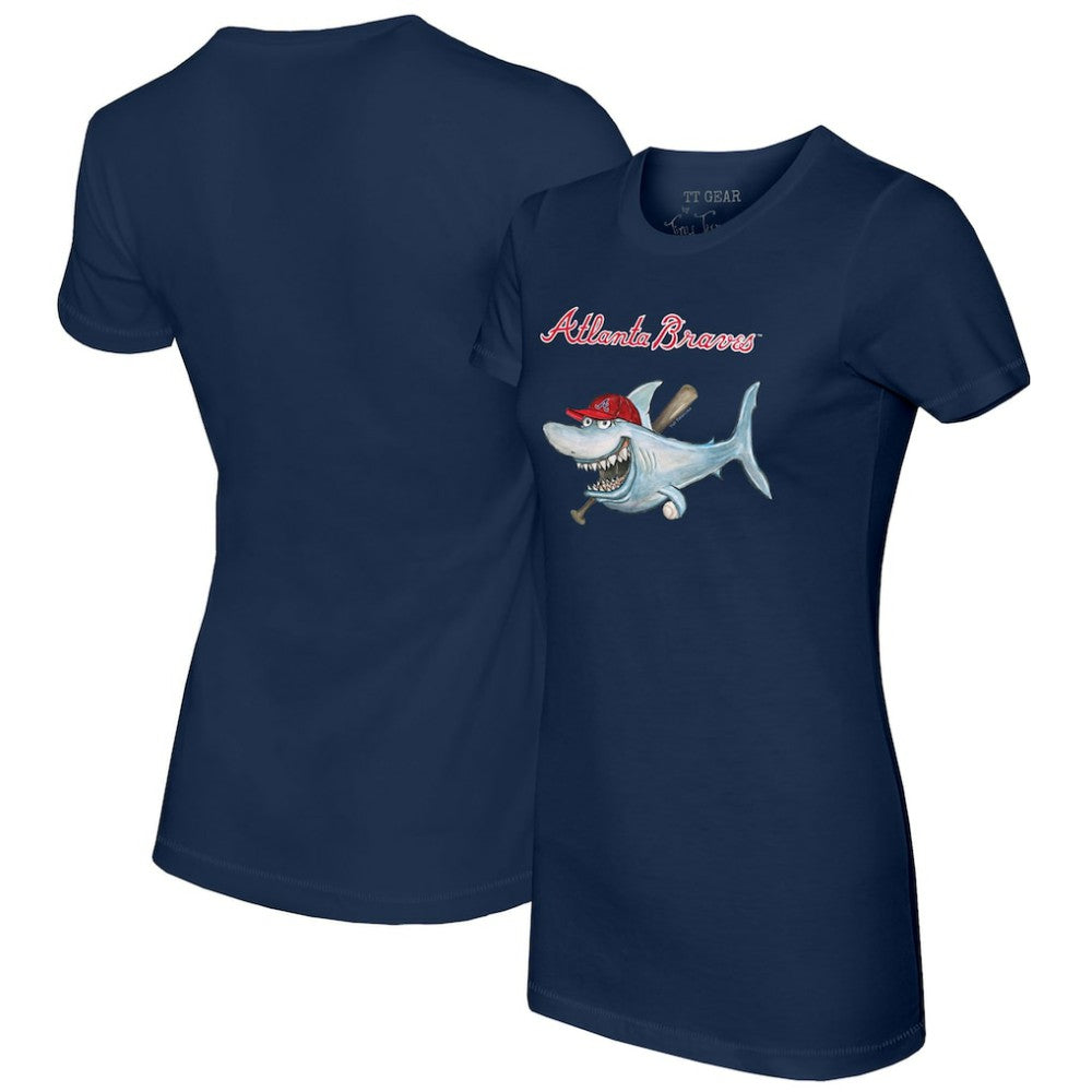 Atlanta Braves Tiny Turnip Women's Shark T-Shirt Navy