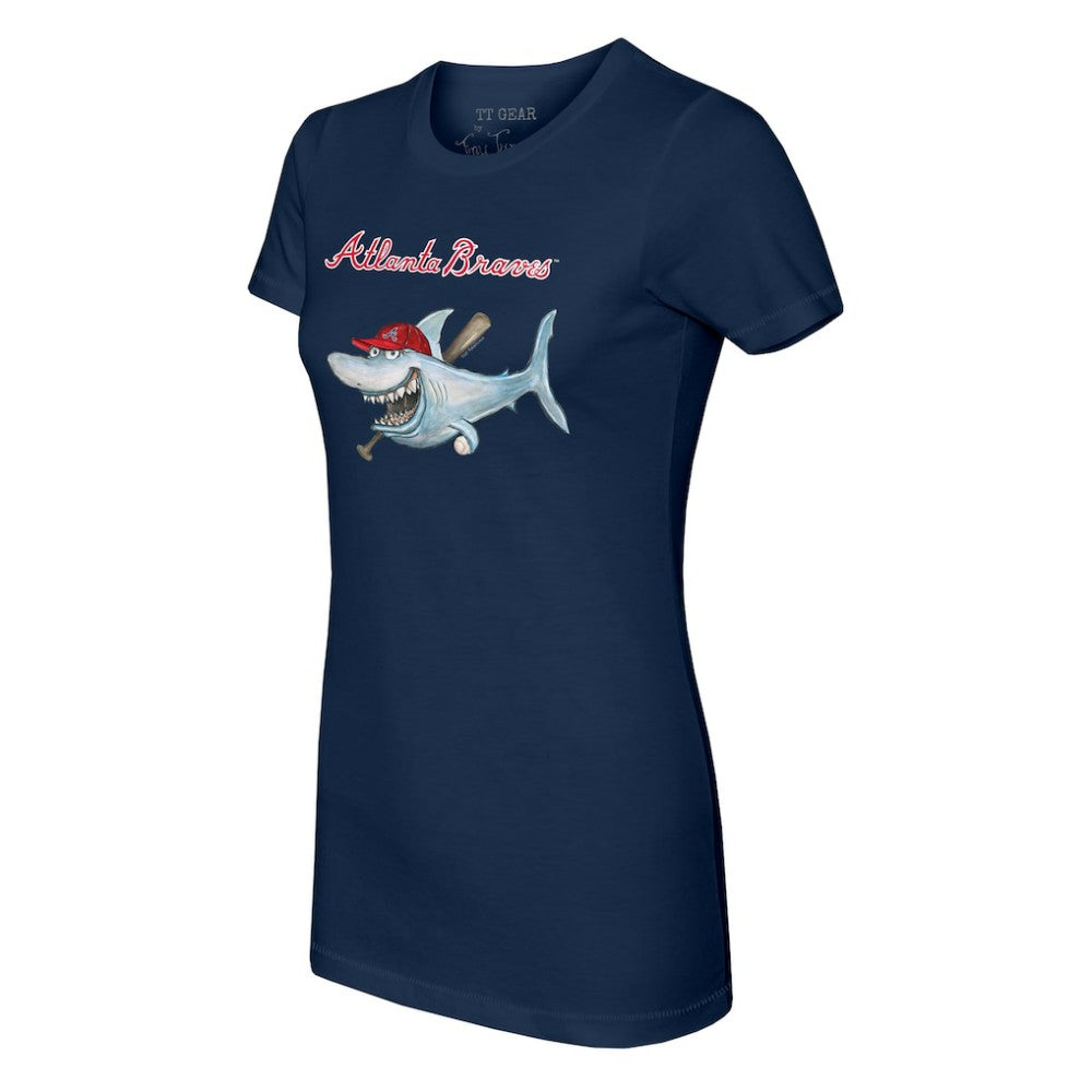 Atlanta Braves Tiny Turnip Women's Shark T-Shirt Navy