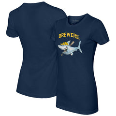Milwaukee Brewers Tiny Turnip Women's Shark T-Shirt Navy
