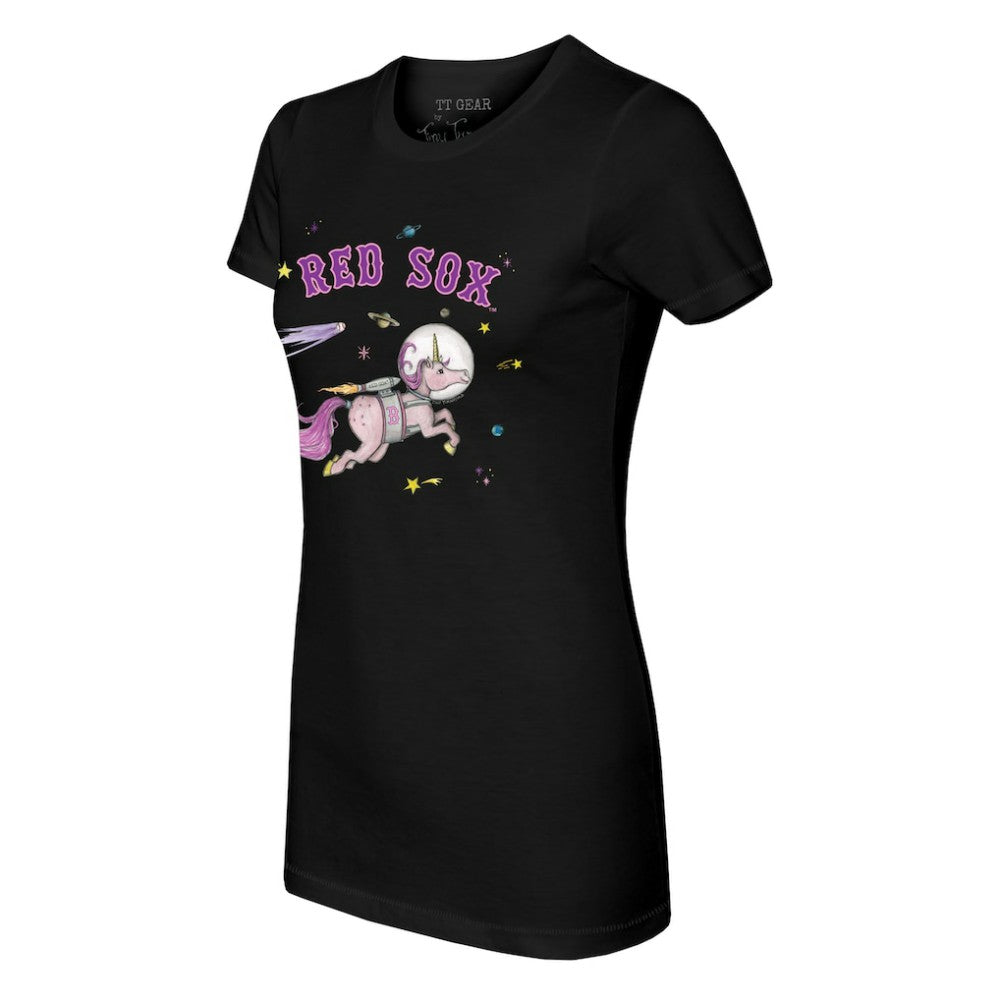 Boston Red Sox Tiny Turnip Women's Space Unicorn T-Shirt Black