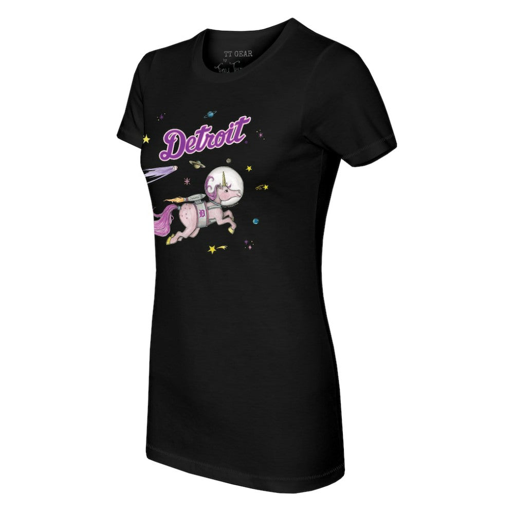 Detroit Tigers Tiny Turnip Women's Space Unicorn T-Shirt Black