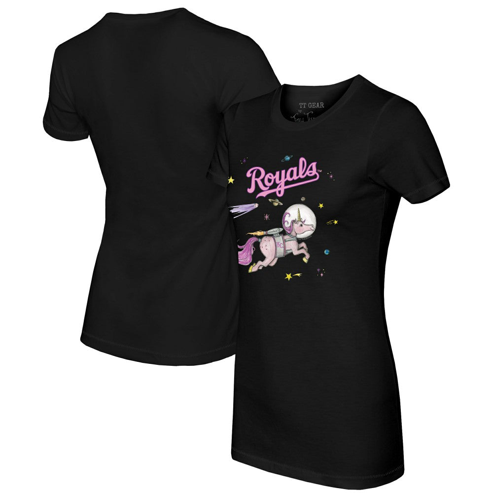 Kansas City Royals Tiny Turnip Women's Space Unicorn T-Shirt Black