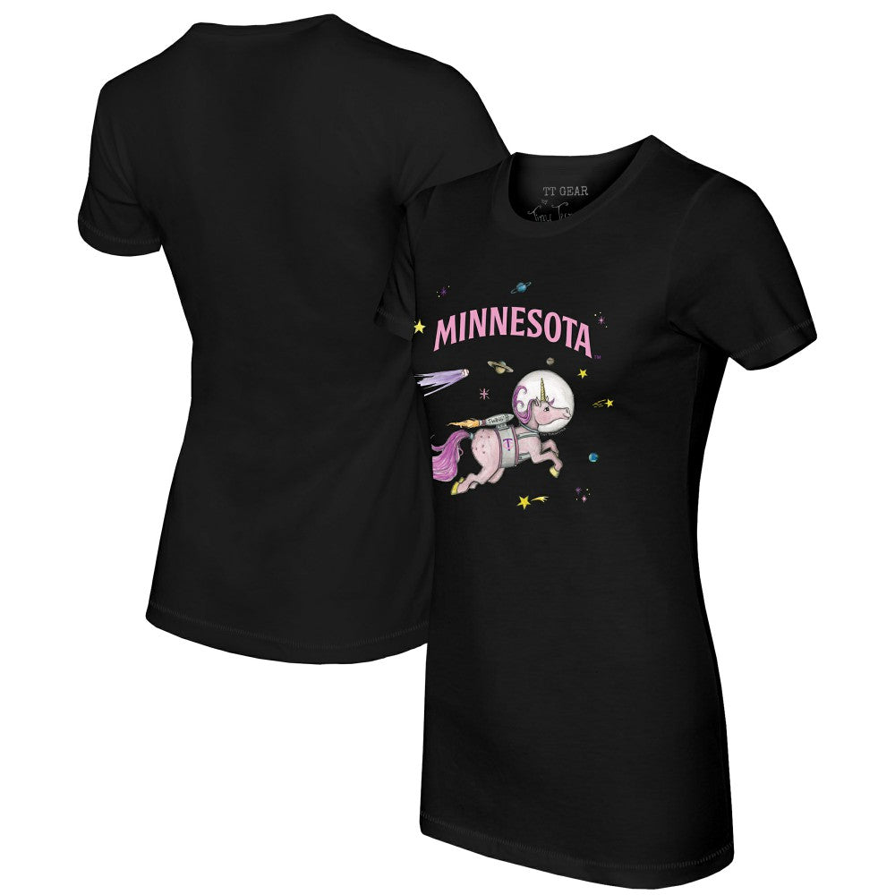 Minnesota Twins Tiny Turnip Women's Space Unicorn T-Shirt Black
