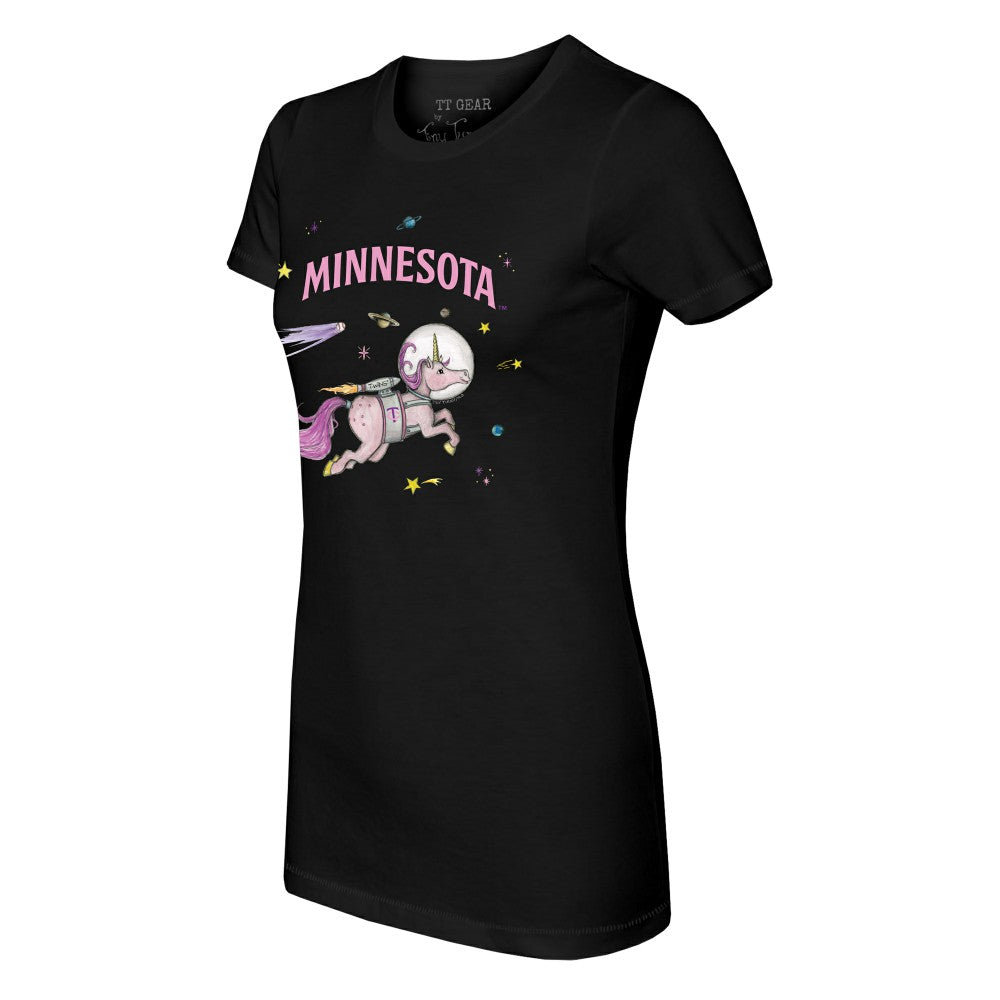 Minnesota Twins Tiny Turnip Women's Space Unicorn T-Shirt Black