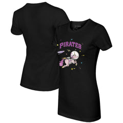 Pittsburgh Pirates Tiny Turnip Women's Space Unicorn T-Shirt Black