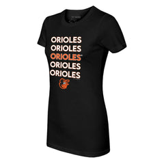 Baltimore Orioles Tiny Turnip Women's Stacked T-Shirt Black
