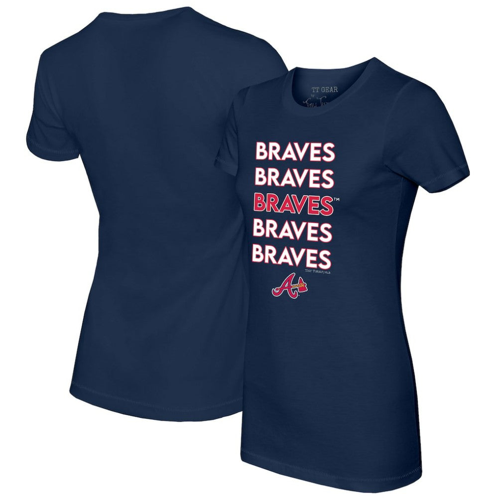 Atlanta Braves Tiny Turnip Women's Stacked T-Shirt Navy