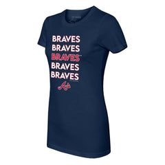 Atlanta Braves Tiny Turnip Women's Stacked T-Shirt Navy