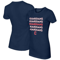 Cleveland Guardians Tiny Turnip Women's Stacked T-Shirt Navy