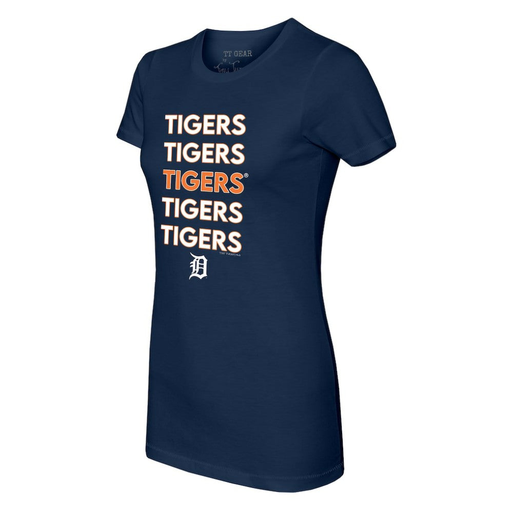 Detroit Tigers Tiny Turnip Women's Stacked T-Shirt Navy