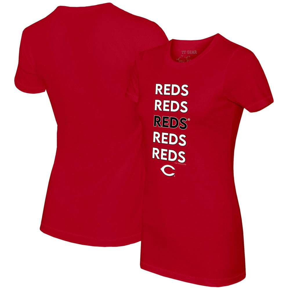 Cincinnati Reds Tiny Turnip Women's Stacked T-Shirt Red