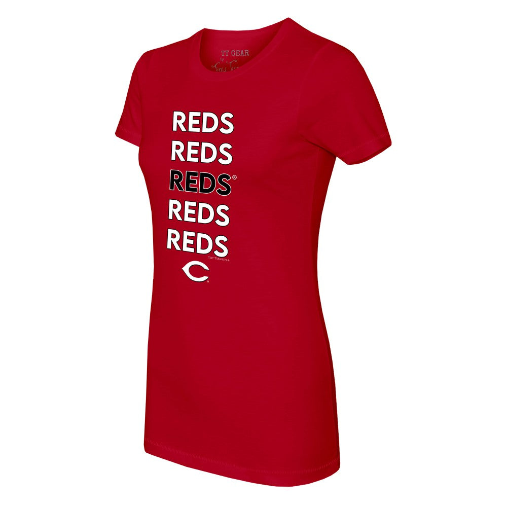 Cincinnati Reds Tiny Turnip Women's Stacked T-Shirt Red