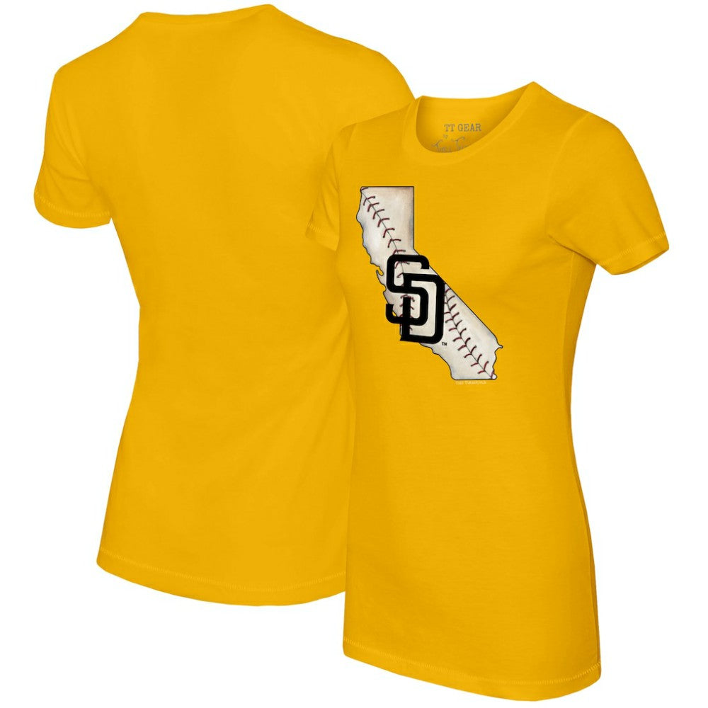 San Diego Padres Tiny Turnip Women's State Outline T-Shirt Gold