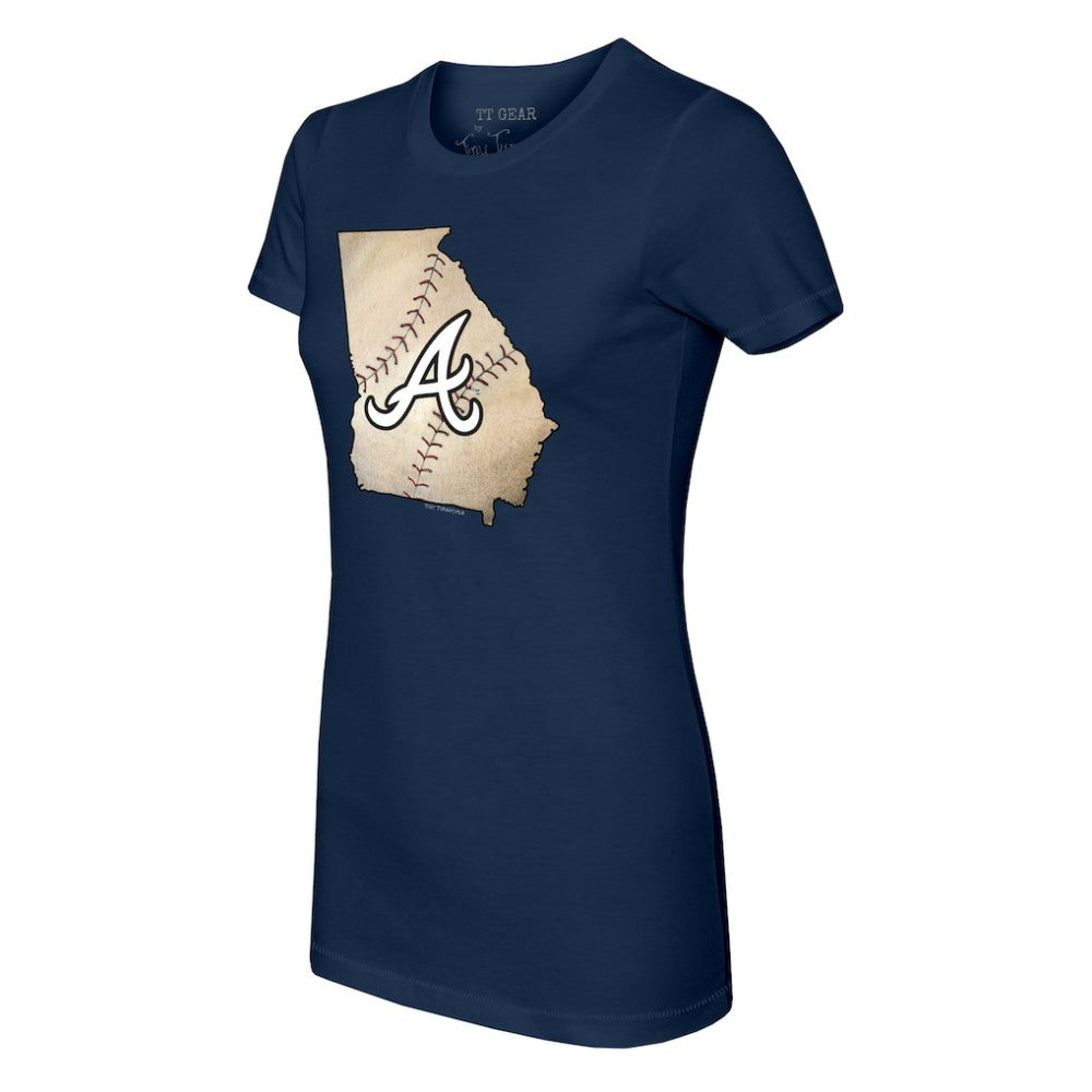 Atlanta Braves Tiny Turnip Women's State Outline T-Shirt Navy
