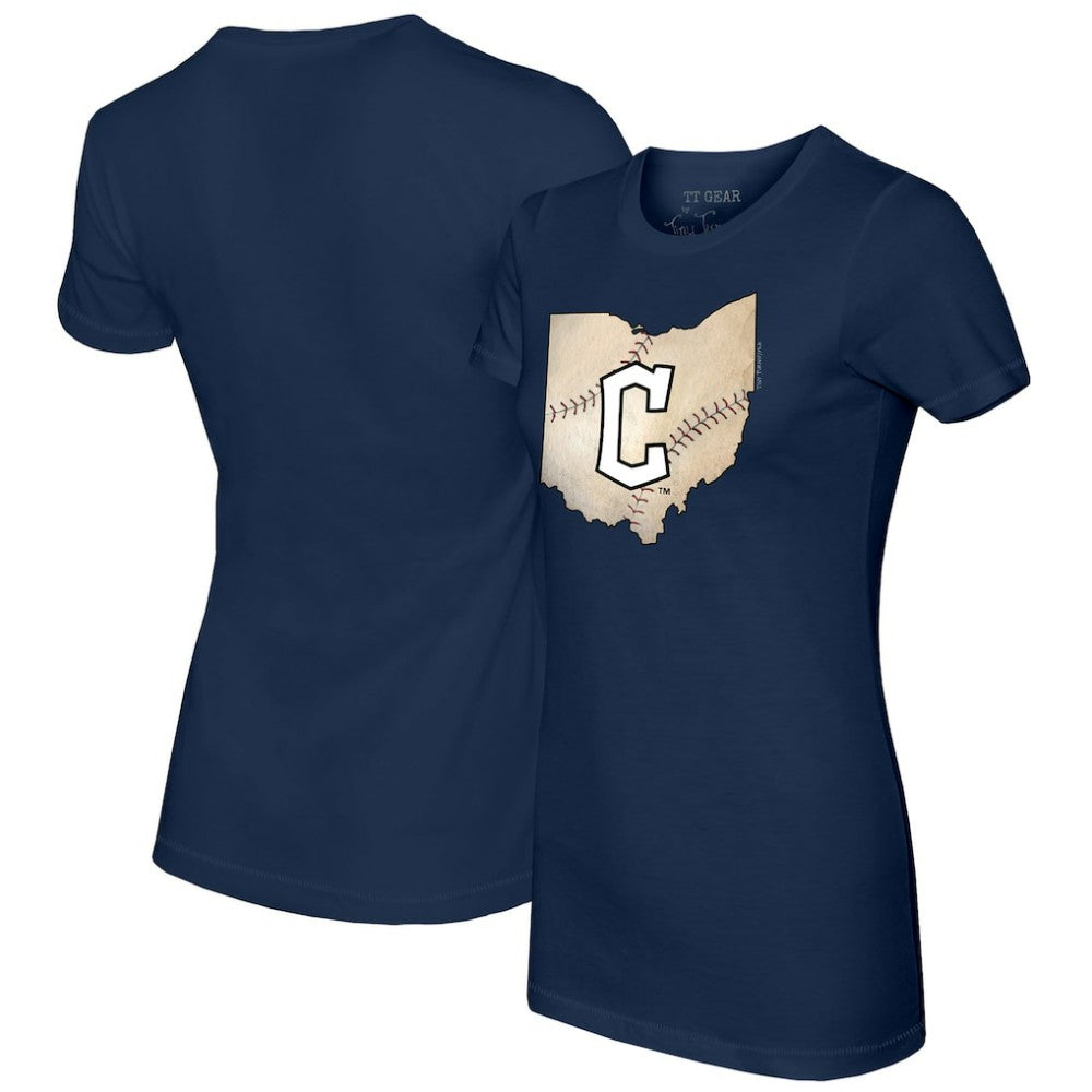 Cleveland Guardians Tiny Turnip Women's State Outline T-Shirt Navy
