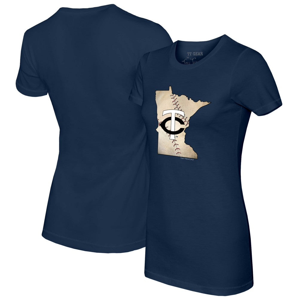 Minnesota Twins Tiny Turnip Women's State Outline T-Shirt Navy
