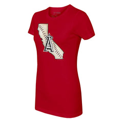 Los Angeles Angels Tiny Turnip Women's State Outline T-Shirt Red