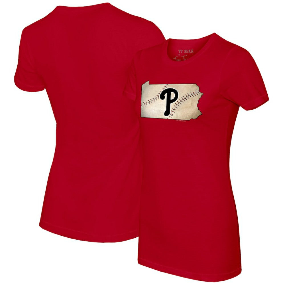 Philadelphia Phillies Tiny Turnip Women's State Outline T-Shirt Red