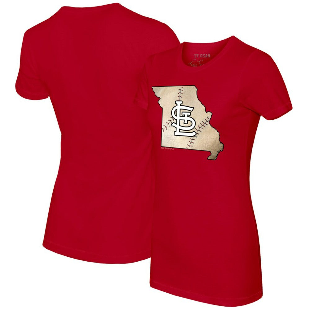 St. Louis Cardinals Tiny Turnip Women's State Outline T-Shirt Red