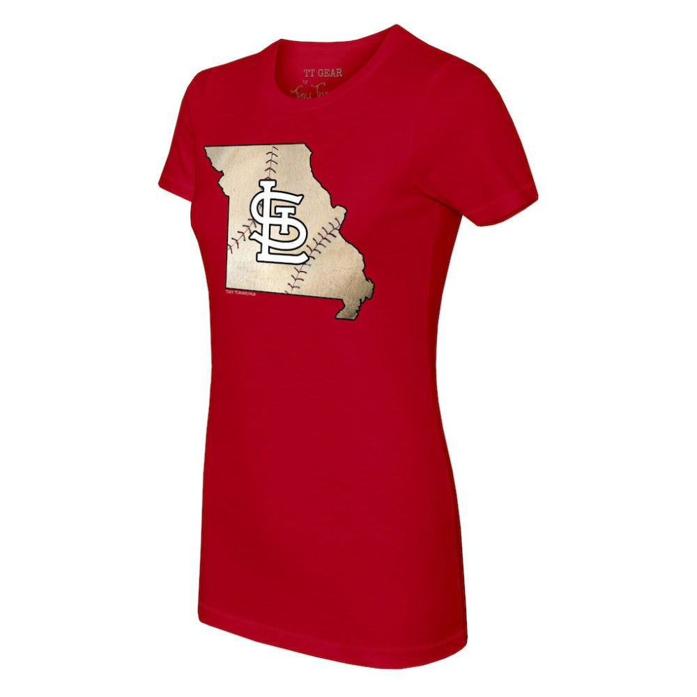 St. Louis Cardinals Tiny Turnip Women's State Outline T-Shirt Red