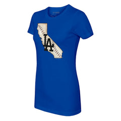 Los Angeles Dodgers Tiny Turnip Women's State Outline T-Shirt Royal
