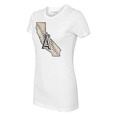 Los Angeles Angels Tiny Turnip Women's State Outline T-Shirt White
