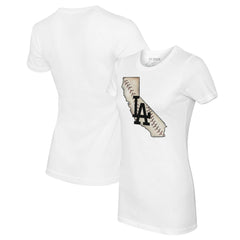 Los Angeles Dodgers Tiny Turnip Women's State Outline T-Shirt White