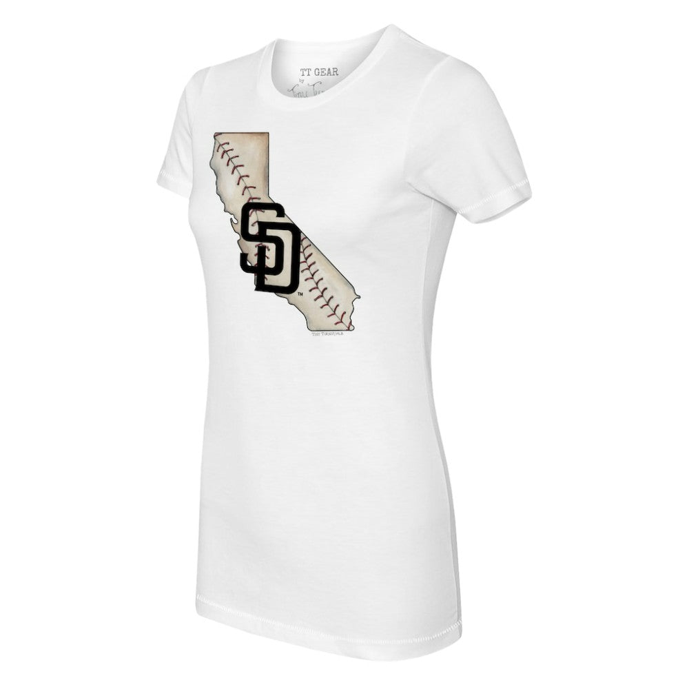 San Diego Padres Tiny Turnip Women's State Outline T-Shirt White