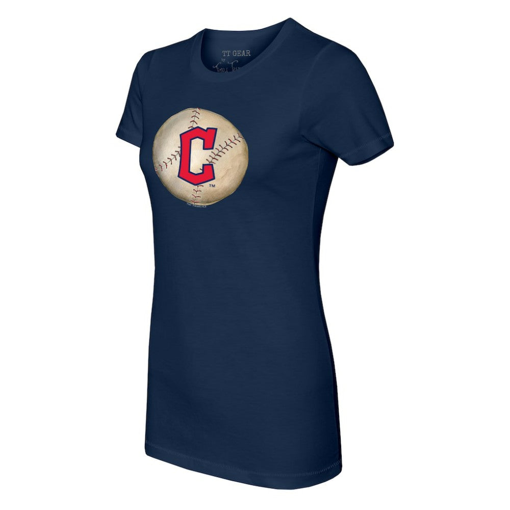 Cleveland Guardians Tiny Turnip Women's Stitched Baseball T-Shirt Navy