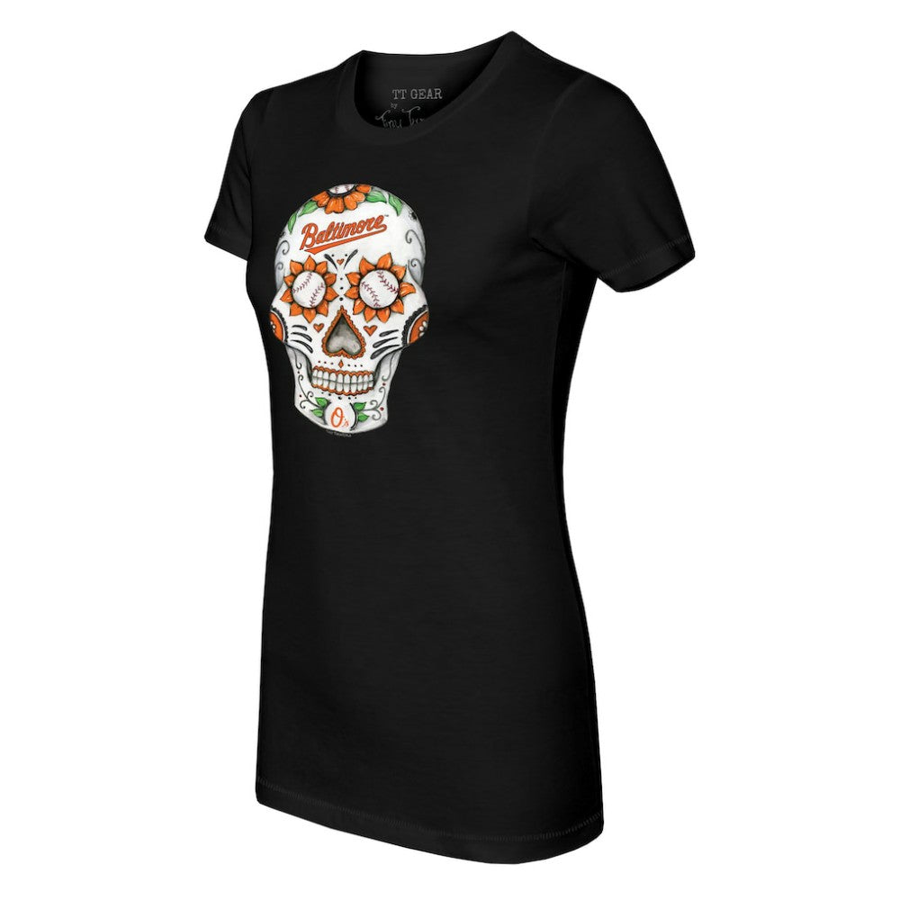 Baltimore Orioles Tiny Turnip Women's Sugar Skull T-Shirt Black