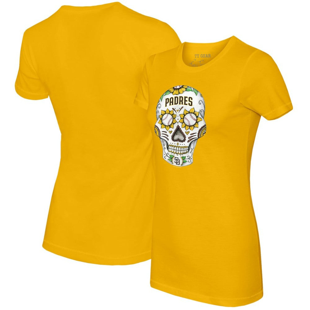 San Diego Padres Tiny Turnip Women's Sugar Skull T-Shirt Gold