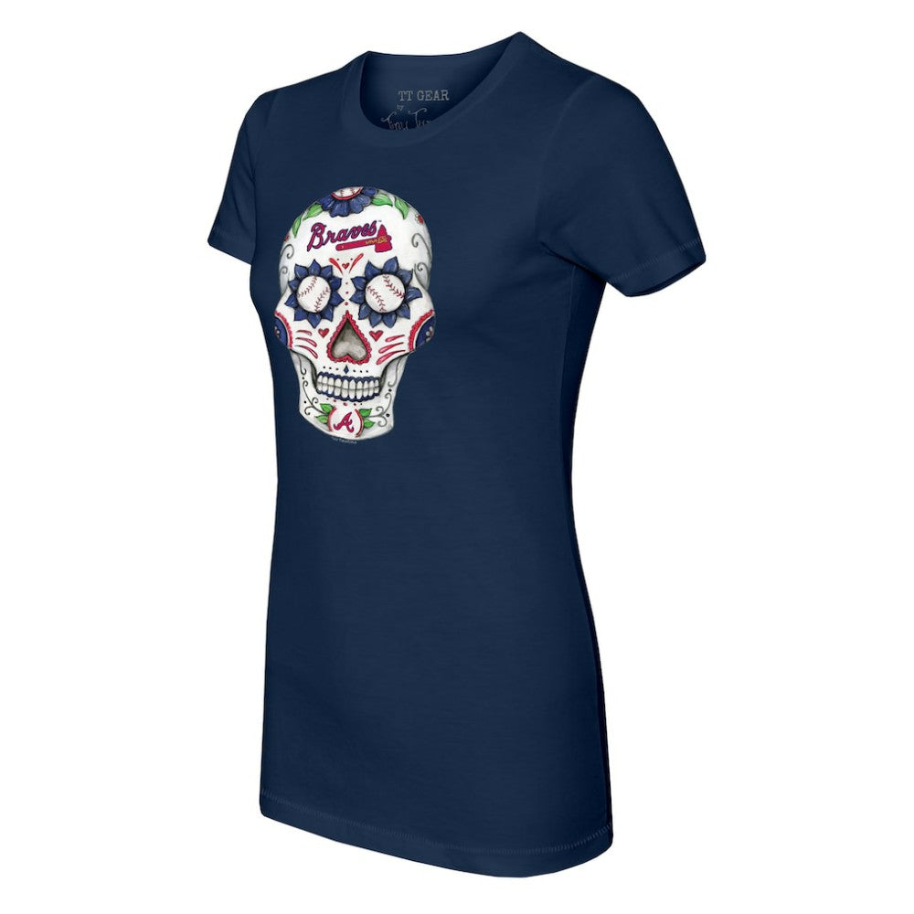 Atlanta Braves Tiny Turnip Women's Sugar Skull T-Shirt Navy