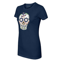 Detroit Tigers Tiny Turnip Women's Sugar Skull T-Shirt Navy